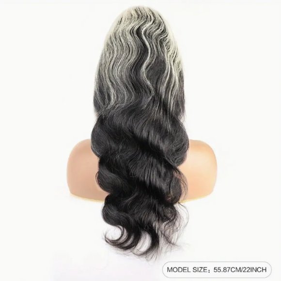 22 INCH13X4 Lace Frontal Wigs Blonde Skunk Stripe Human Hair Wigs For Women